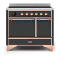 ILVE UMDI10QNS3MGP Majestic II 40 inch Induction Range with 6 Elements, Booster Function, Bridge Control, Residual Heat Indicator (Solid Door, Graphite Matte, Copper)