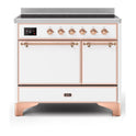 ILVE UMDI10QNS3WHP Majestic II 40 inch Induction Range with 6 Elements, Booster Function, Bridge Control, Residual Heat Indicator (Solid Door, White, Copper)