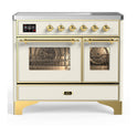 ILVE UMDIB40NR3AWG Majestic III 40 inch Induction Range with 6 Elements, 3.82 cu. ft. Total Oven Capacity (Triple Glass Door, Antique White, Brass)