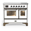 ILVE UMDIB40NR3WHB Majestic III 40 inch Induction Range with 6 Elements, 3.82 cu. ft. Total Oven Capacity (Triple Glass Door, White, Burnished)