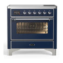 ILVE UMI09NS3MBC Majestic II 36 inch Induction Range with 5 Elements, 3.5 cu. ft. Total Oven Capacity (Triple Glass Door, Midnight Blue, Chrome)