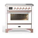 ILVE UMI09NS3WHP Majestic II 36 inch Induction Range with 5 Elements, 3.5 cu. ft. Total Oven Capacity (Triple Glass Door, White, Copper)