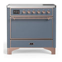 ILVE UMI09QNS3BGP Majestic II 36 inch Induction Range with 5 Elements, 3.5 cu. ft. Total Oven Capacity (Solid Door, Blue Grey, Copper)