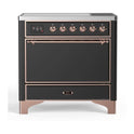 ILVE UMI09QNS3MGP Majestic II 36 inch Induction Range with 5 Elements, 3.5 cu. ft. Total Oven Capacity (Solid Door, Graphite Matte, Copper)