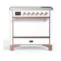 ILVE UMI09QNS3WHP Majestic II 36 inch Induction Range with 5 Elements, 3.5 cu. ft. Total Oven Capacity (Solid Door, White, Copper)