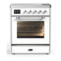 ILVE UMI30NE3WHC Majestic II 30 inch Induction Range with 4 Elements, 4 cu. ft. Oven Capacity (Triple Glass Door, White, Chrome)