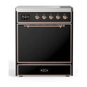 ILVE UMI30QNE3BKP Majestic II 30 inch Induction Range with 4 Elements, 4 cu. ft. Oven Capacity (Solid Door, Glossy Black, Copper)