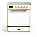 ILVE UMI30QNE3WHG Majestic II 30 inch Induction Range with 4 Elements, 4 cu. ft. Oven Capacity (Solid Door, White, Brass)