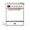 ILVE UMI30QNE3WHP Majestic II 30 inch Induction Range with 4 Elements, 4 cu. ft. Oven Capacity (Solid Door, White, Copper)