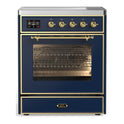 ILVE UMIB30NR3MBG Majestic III 30 inch Induction Range with 4 Elements, 4 cu. ft. Oven Capacity (Triple Glass Door, Midnight Blue, Brass)