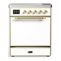 ILVE UMIB30QNR3WHG Majestic III 30 inch Induction Range with 4 Elements, 4 cu. ft. Oven Capacity (Solid Door, White, Brass)