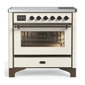ILVE UMIB36NR3AWB Majestic III 36 inch Induction Range with 6 Elements, 3.5 cu. ft. Total Oven Capacity (Triple Glass Door, Antique White, Burnished)