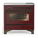 ILVE UMIB36NR3BUB Majestic III 36 inch Induction Range with 6 Elements, 3.5 cu. ft. Total Oven Capacity (Triple Glass Door, Burgundy, Burnished)