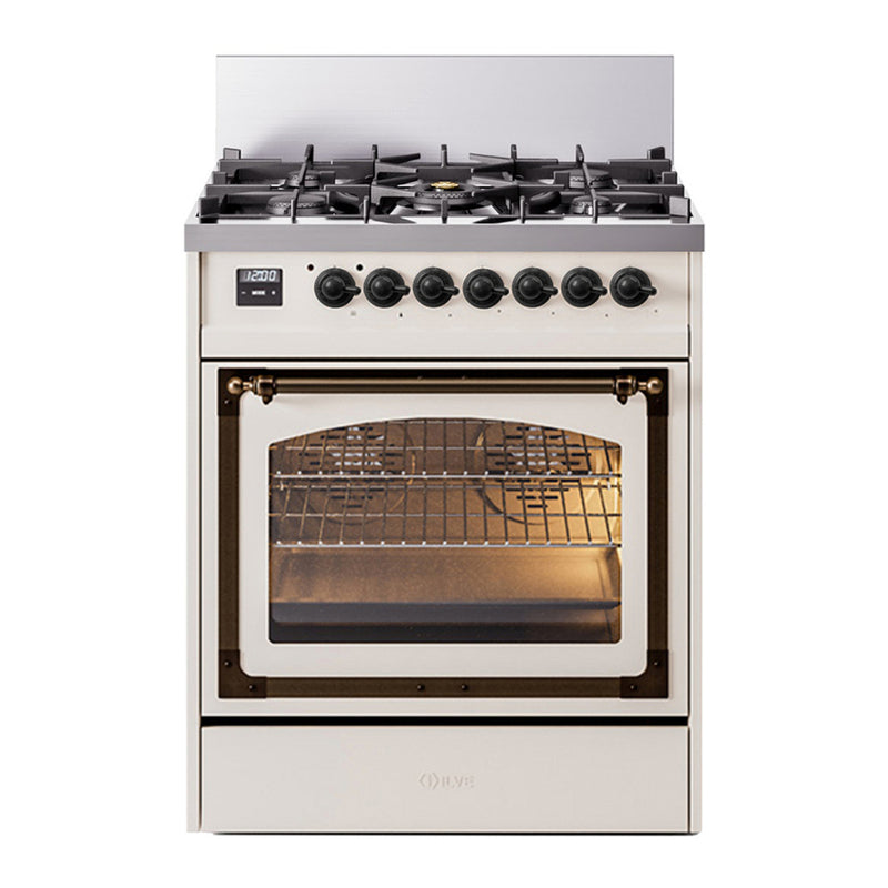 ILVE UN30NMPAWBLP Nostalgie 30 in. Dual Fuel Range in Antique White