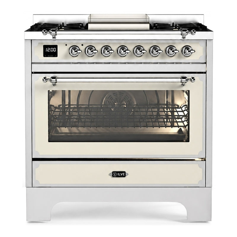 ILVE UN361FWMPAWC Decor 36 in. Dual Fuel Range in Antique White