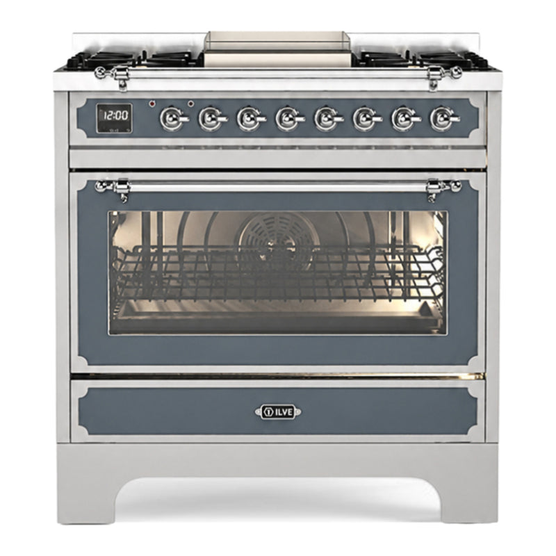 ILVE UN361FWMPBGC 36 in. Dual Fuel Range in Blue Grey