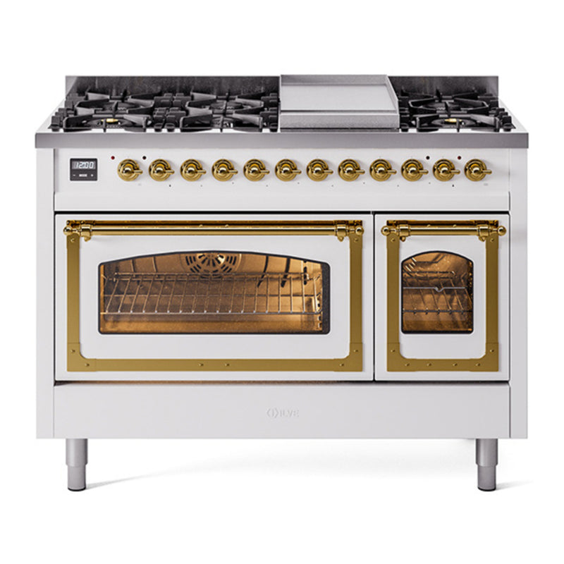 ILVE UN48FNMPWHG Nostalgie II 48 in. Dual Fuel Range in White
