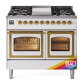 ILVE UND40FNMPRAG Nostalgie II Noblesse 40 inch Dual Fuel Range with 6 Burners (Natural Gas, Triple Glass Door, RAL, Brass)