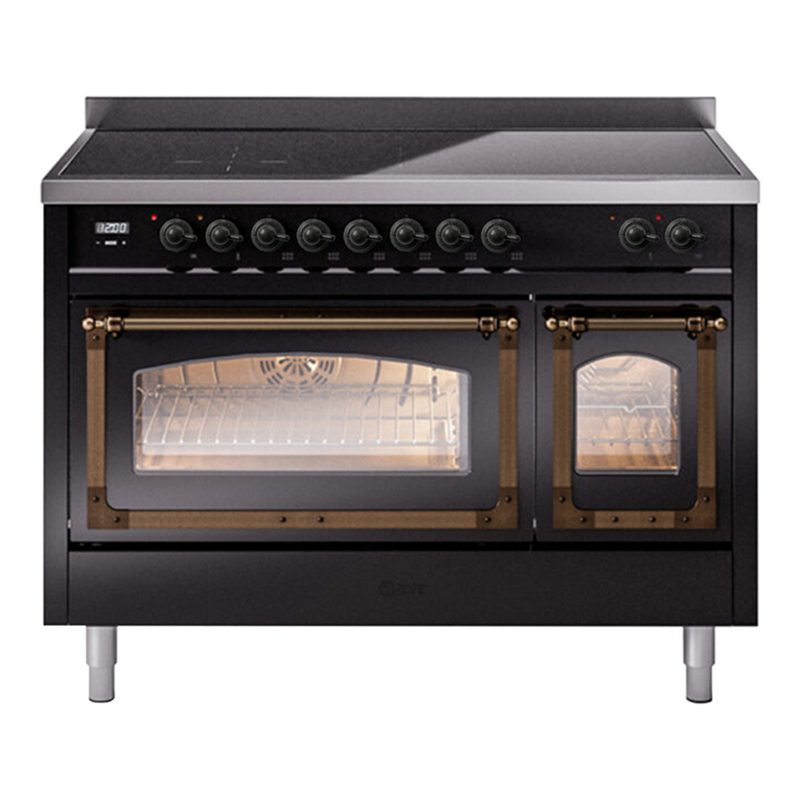 ILVE UNI486NMPBKB Nostalgie 48 in. Induction Range in Glossy Black