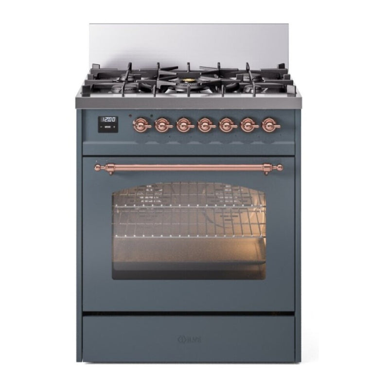 ILVE UP30NMPBGPLP Nostalgie II 30 in. Dual Fuel Range in Blue Grey