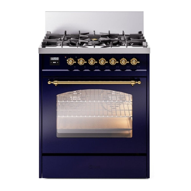 ILVE UP30NMPMBG Nostalgie II 30 in. Dual Fuel Range in Midnight Blue