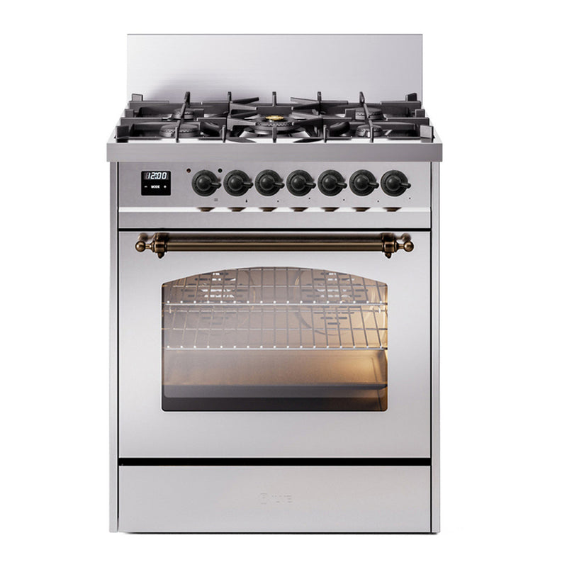 ILVE UP30NMPSSB Nostalgie II 30 in. Dual Fuel Range in Stainless Steel