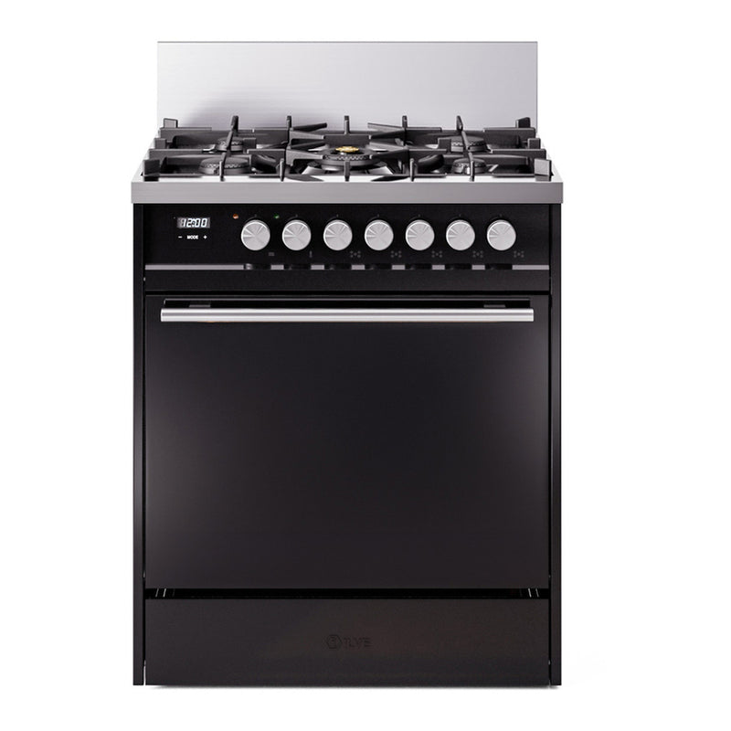 ILVE UP30QMPBK Professional Plus II 30 in. Dual Fuel Range in Glossy Black