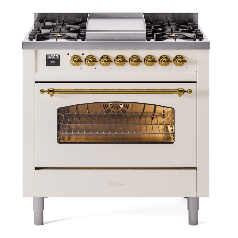 ILVE UP36FNMPAWG Nostalgie II 36 in. Dual Fuel Range in Antique White