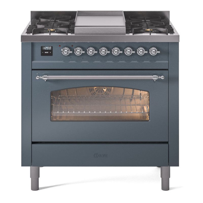 ILVE UP36FNMPBGC Nostalgie II 36 in. Dual Fuel Range in Blue Grey