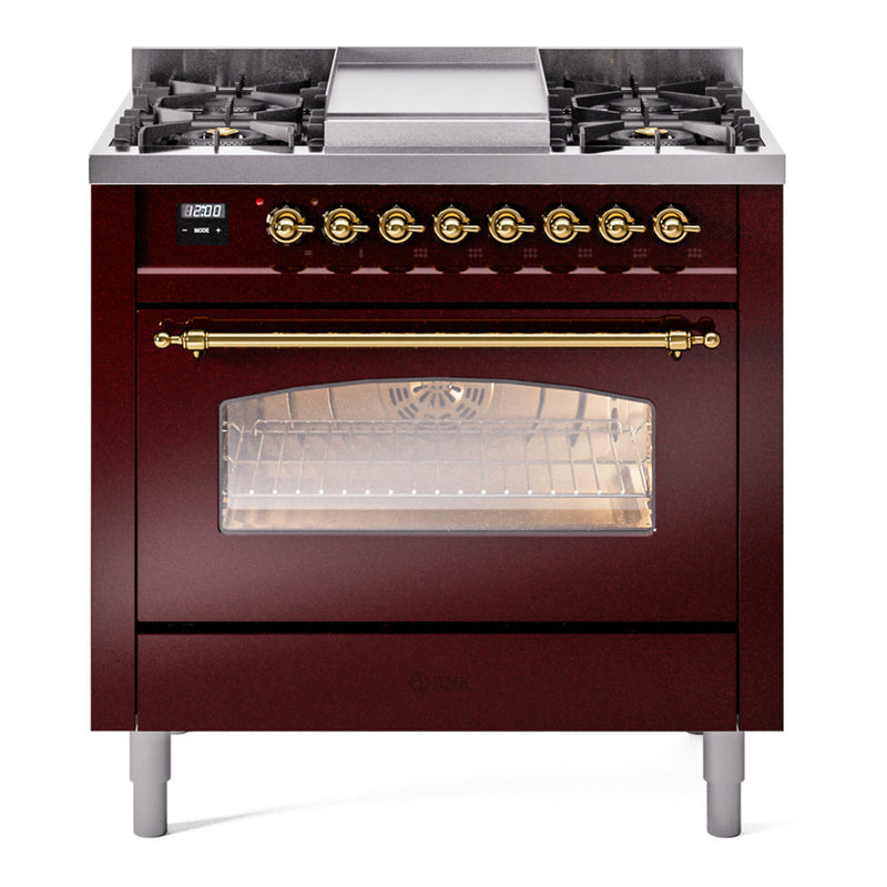 ILVE UP36FNMPBUG Nostalgie II 36 in. Dual Fuel Range in Burgundy