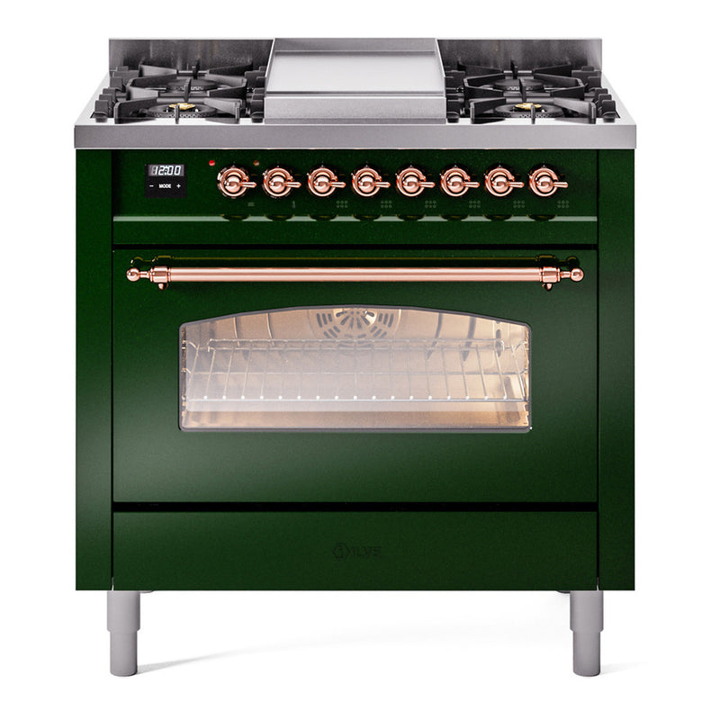 ILVE UP36FNMPEGPLP Nostalgie II 36 in. Dual Fuel Range in Emerald Green