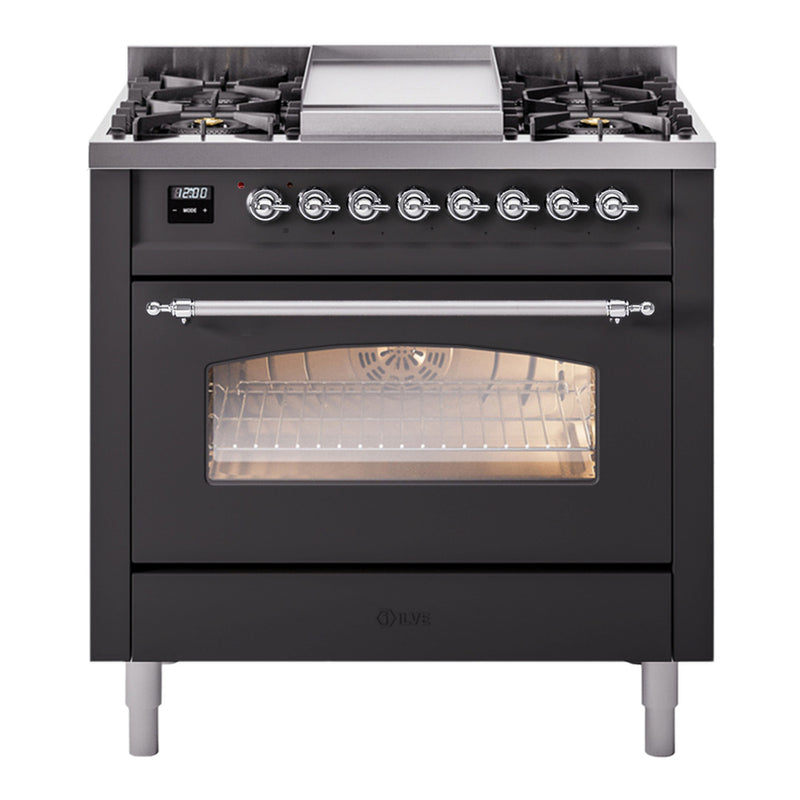 ILVE UP36FNMPMGC Nostalgie II 36 in. Dual Fuel Range in Graphite Matte