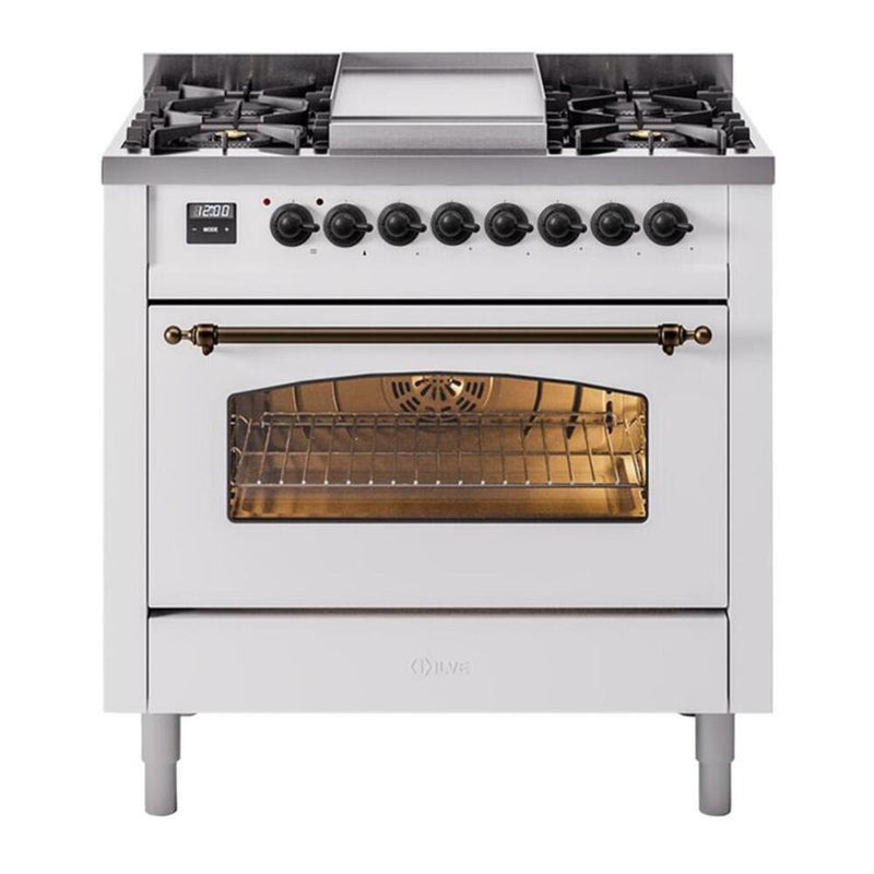 ILVE UP36FNMPWHB Nostalgie II 36 in. Dual Fuel Range in White