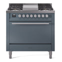 ILVE UP36FQMPBG Professional Plus II 36 inch Dual Fuel Range  (Natural Gas, Solid Door, Blue Grey)