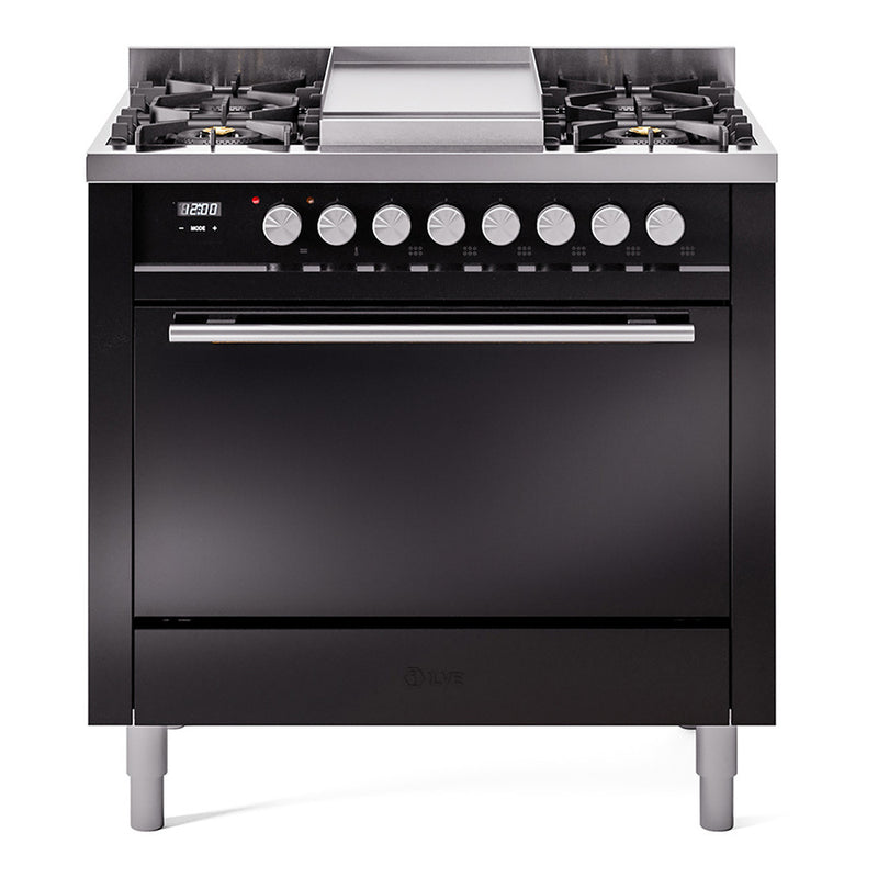 ILVE UP36FQMPBK Professional Plus II 36 in. Dual Fuel Range in Glossy Black