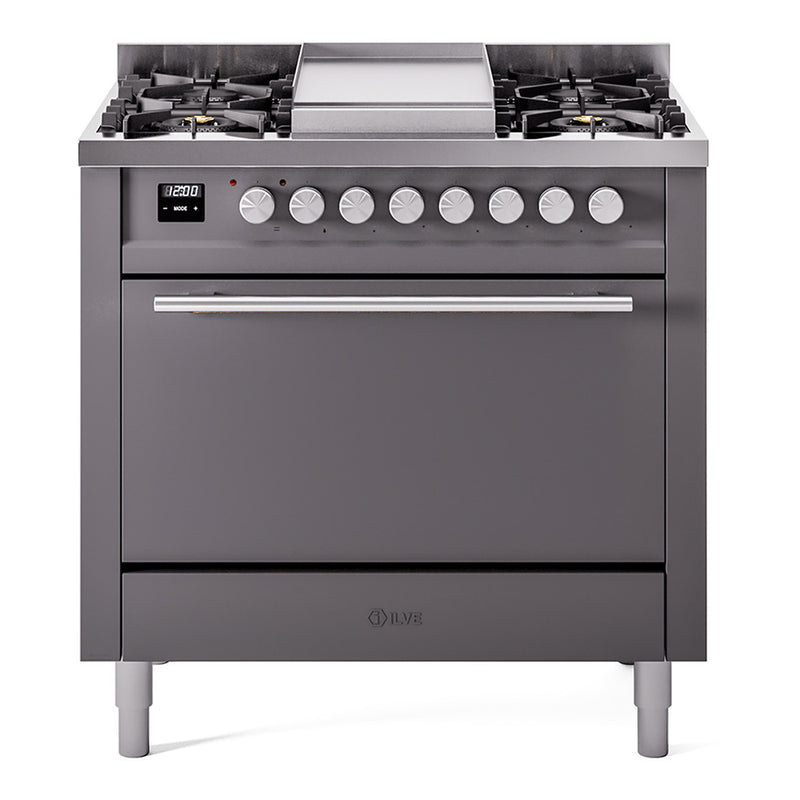 ILVE UP36FQMPMG Professional Plus II 36 in. Dual Fuel Range in Graphite Matte