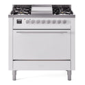 ILVE UP36FQMPWH Professional Plus II 36 inch Dual Fuel Range  (Natural Gas, Solid Door, White)