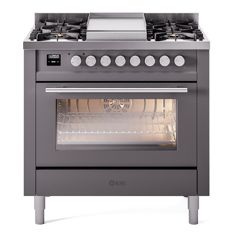 ILVE UP36FWMPMG Professional Plus II 36 in. Dual Fuel Range in Graphite Matte