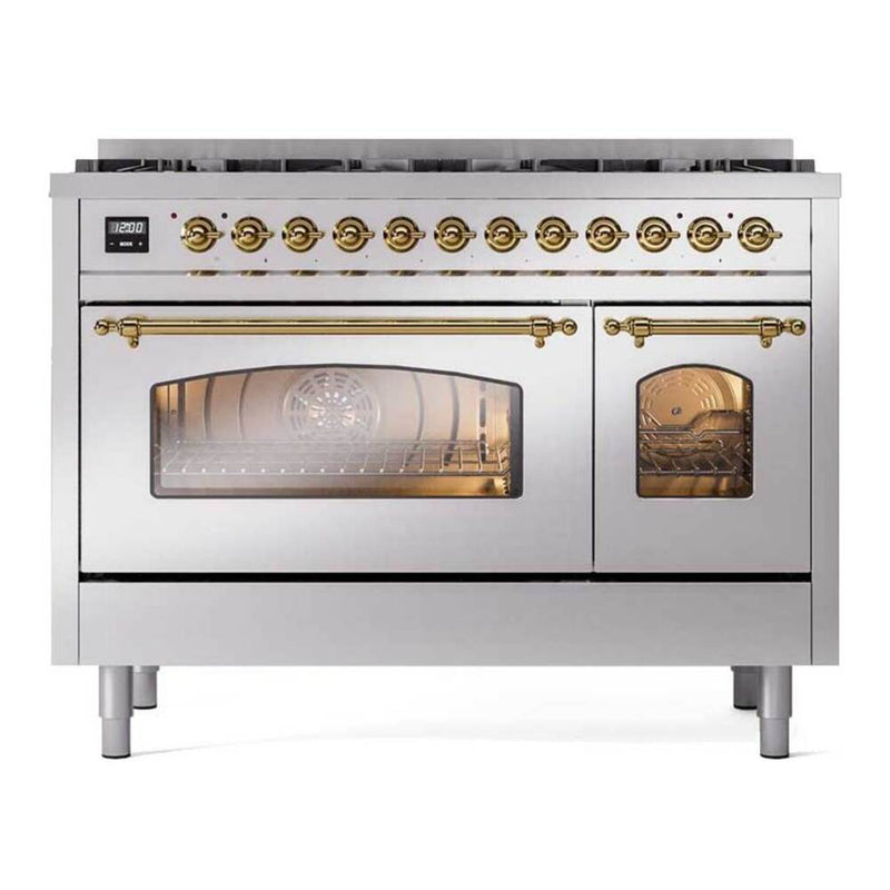 ILVE UP488NMPSSG Nostalgie II 48 in. Dual Fuel Range in Stainless Steel
