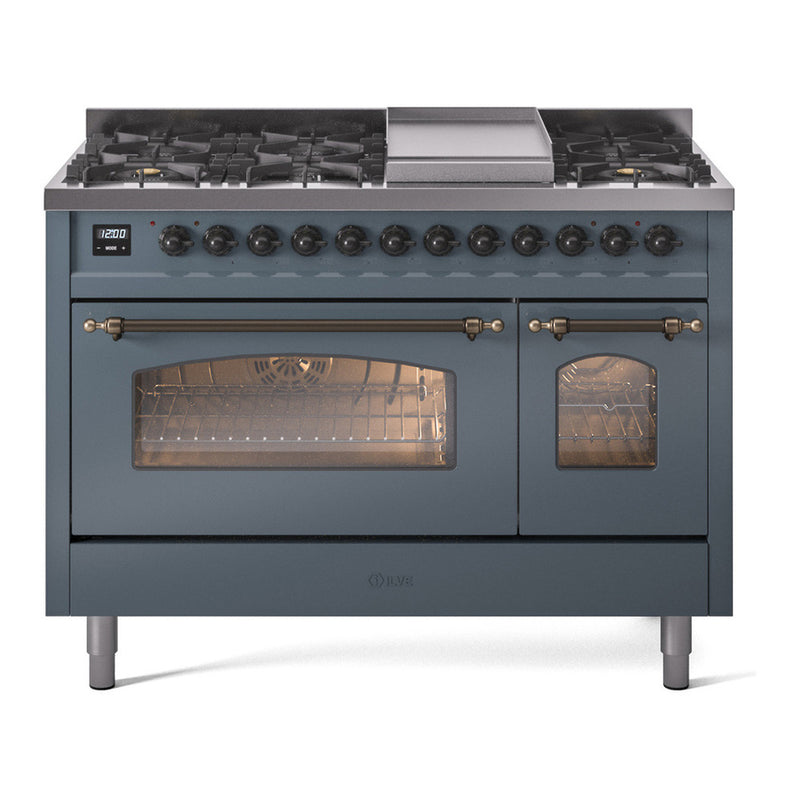 ILVE UP48FNMPBGB Nostalgie II 48 in. Dual Fuel Range in Blue Grey