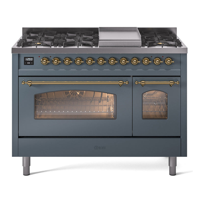 ILVE UP48FNMPBGG Nostalgie II 48 in. Dual Fuel Range in Blue Grey