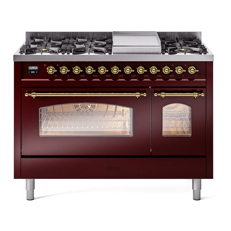 ILVE UP48FNMPBUG Nostalgie 48 in. Dual Fuel Range in Burgundy