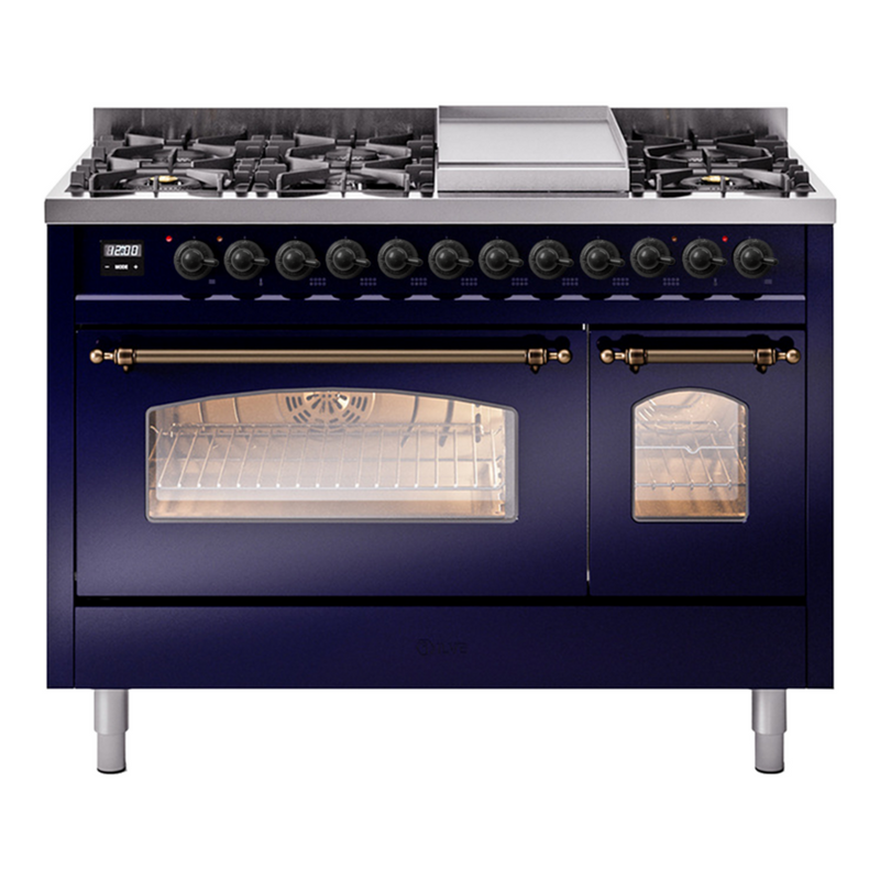 ILVE UP48FNMPMBB Nostalgie II 48 in. Dual Fuel Range in Midnight Blue