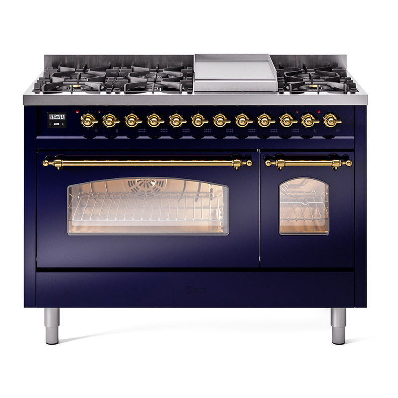 ILVE UP48FNMPMBGLP Nostalgie II 48 in. Dual Fuel Range in Midnight Blue