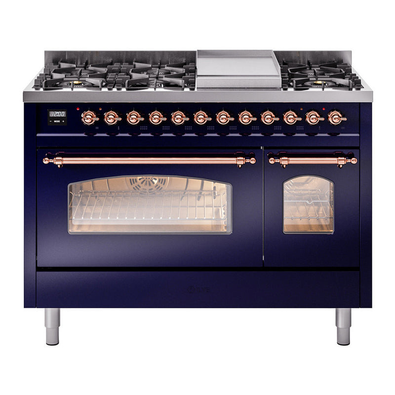 ILVE UP48FNMPMBP Nostalgie II 48 in. Dual Fuel Range in Midnight Blue