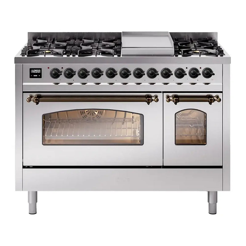 ILVE UP48FNMPSSB Nostalgie II 48 in. Dual Fuel Range in Stainless Steel