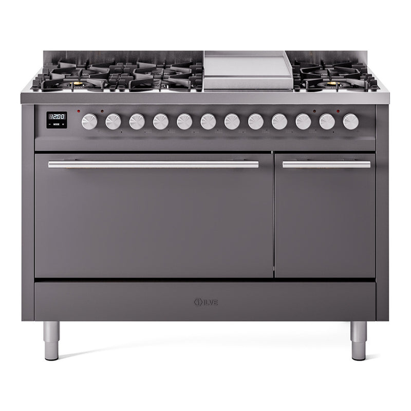 ILVE UP48FQMPMG Professional Plus II 48 in. Dual Fuel Range in Graphite Matte