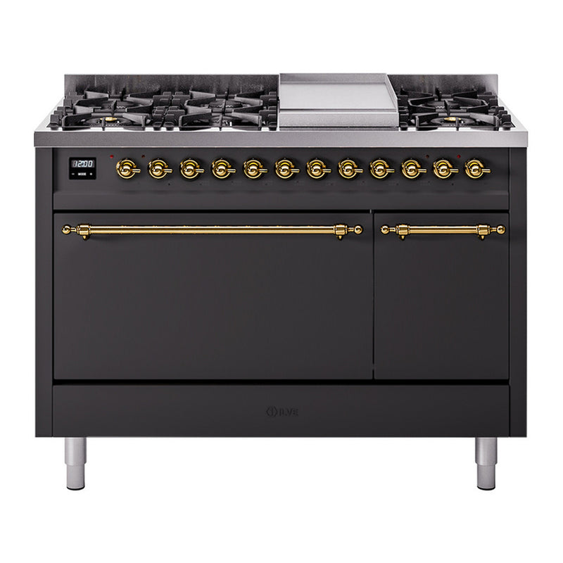 ILVE UP48FQNMPMGG Nostalgie II 48 in. Dual Fuel Range in Graphite Matte