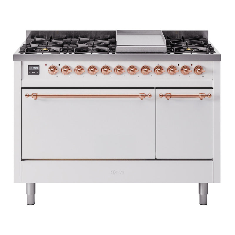 ILVE UP48FQNMPWHP Nostalgie II 48 in. Dual Fuel Range in White