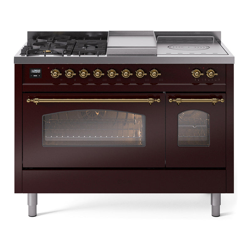 ILVE UP48FSNMPBUG Nostalgie II 48 in. Dual Fuel Range in Burgundy